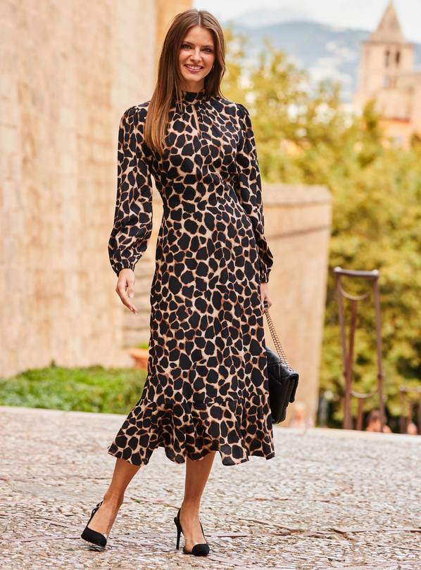 SOSANDAR Morroco Print High Neck Midi Dress 14